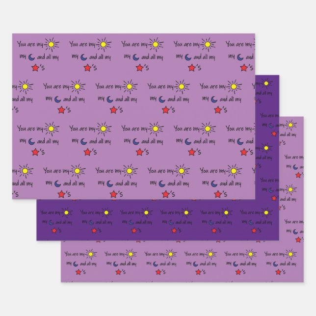 Feuille De Papier Cadeau Sun-Moon-and-Stars- (Lot)