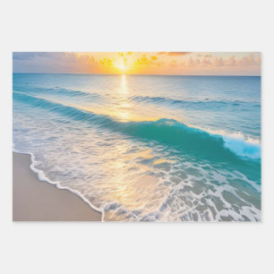 Feuille De Papier Cadeau Sunset plage