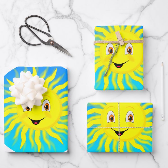 Feuille De Papier Cadeau Sunshine Happy Face (Recto)