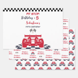Feuille De Papier Cadeau Super anniversaire de enfant de course automobile