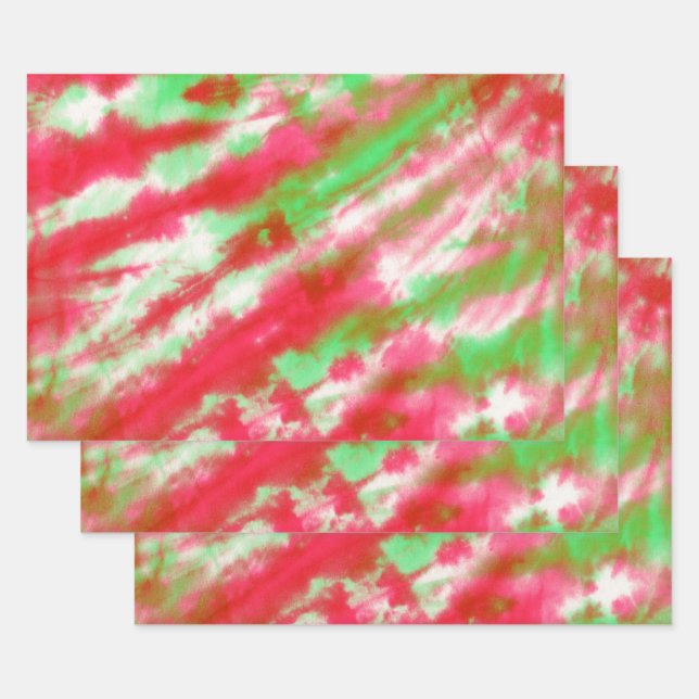 Feuille De Papier Cadeau Super Aquarelle Tie Dye Boho Noël (Lot)
