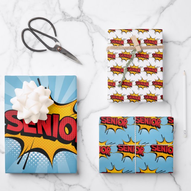 Feuille De Papier Cadeau Super Hero Senior (Recto)