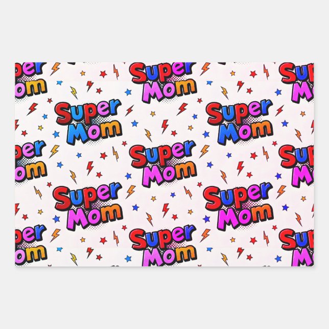 Feuille De Papier Cadeau Super Maman (Devant 3)