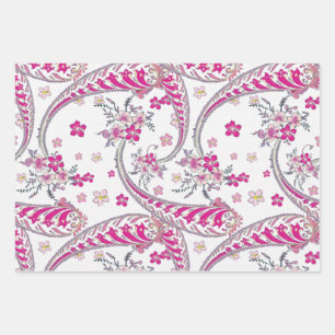 Feuille De Papier Cadeau Superbe Bohème Paisley Rose Art Design