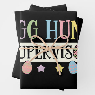 Feuille De Papier Cadeau Superviseur de la chasse aux oeufs de Pâques Famil