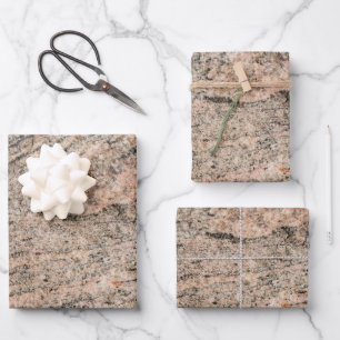 Feuille De Papier Cadeau Surface en granit rose et noir