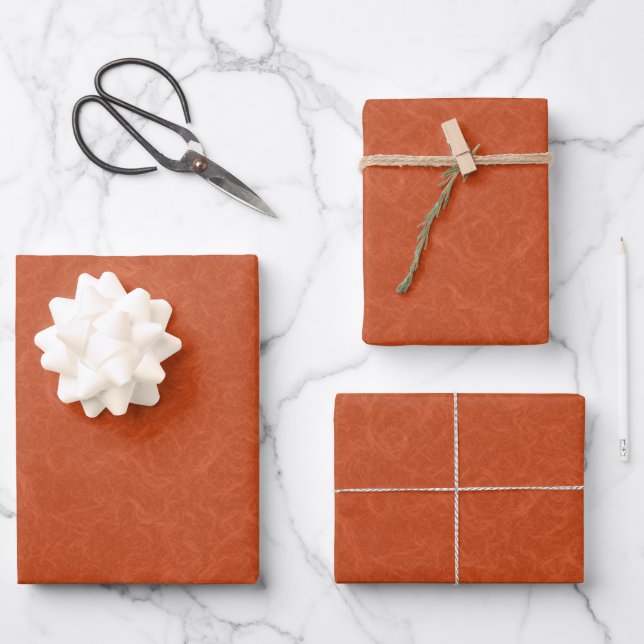 Feuille De Papier Cadeau Surface orange texturée avec motif tourbillonnant (Recto)