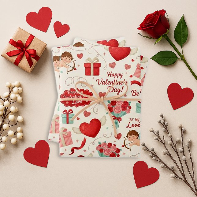 Feuille De Papier Cadeau Sweet Red Heart Valentine (Créateur téléchargé)