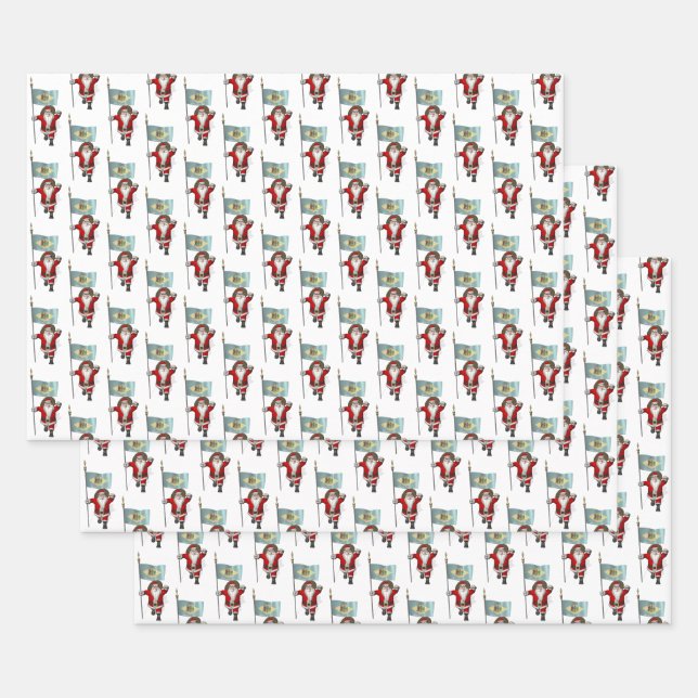 Feuille De Papier Cadeau Sweet Santa Claus visite Delaware (Lot)