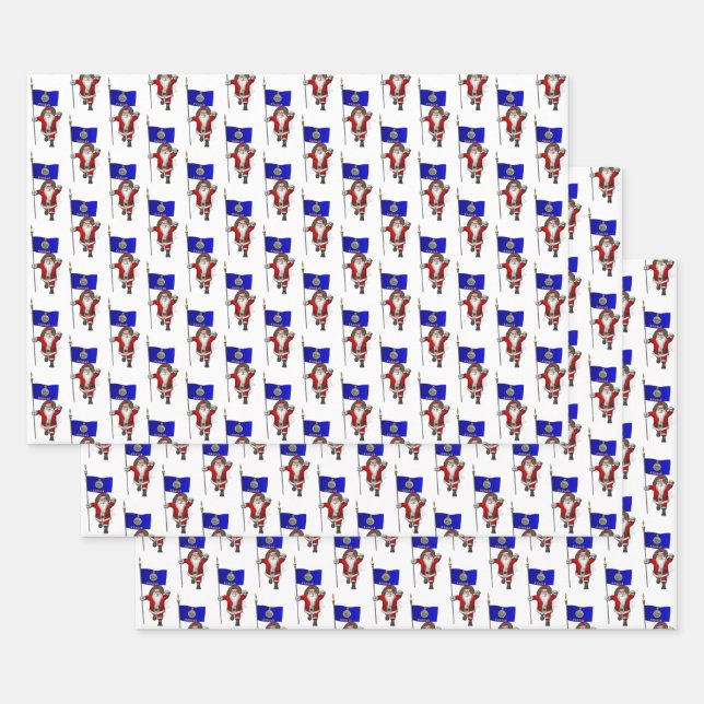 Feuille De Papier Cadeau Sweet Santa Claus visite Kansas (Lot)