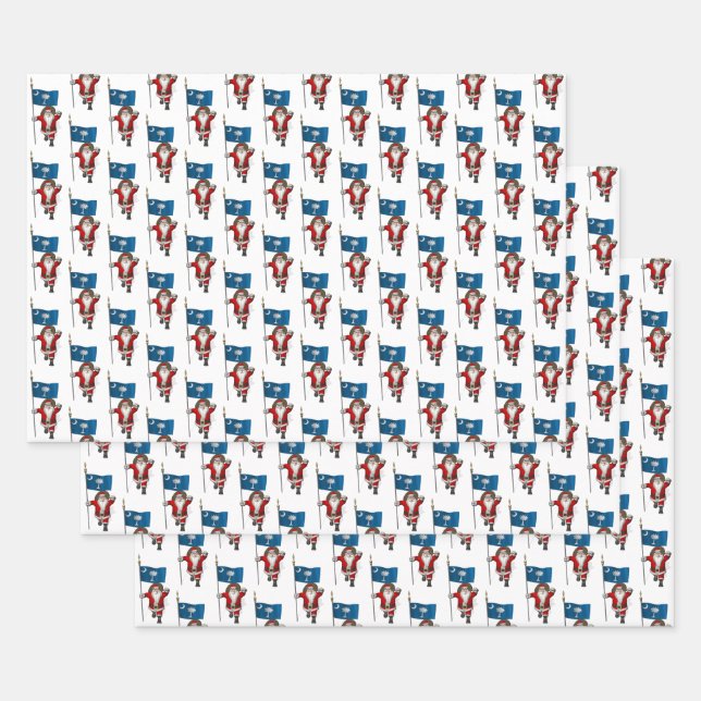 Feuille De Papier Cadeau Sweet Santa Claus visite la Caroline du Sud (Lot)