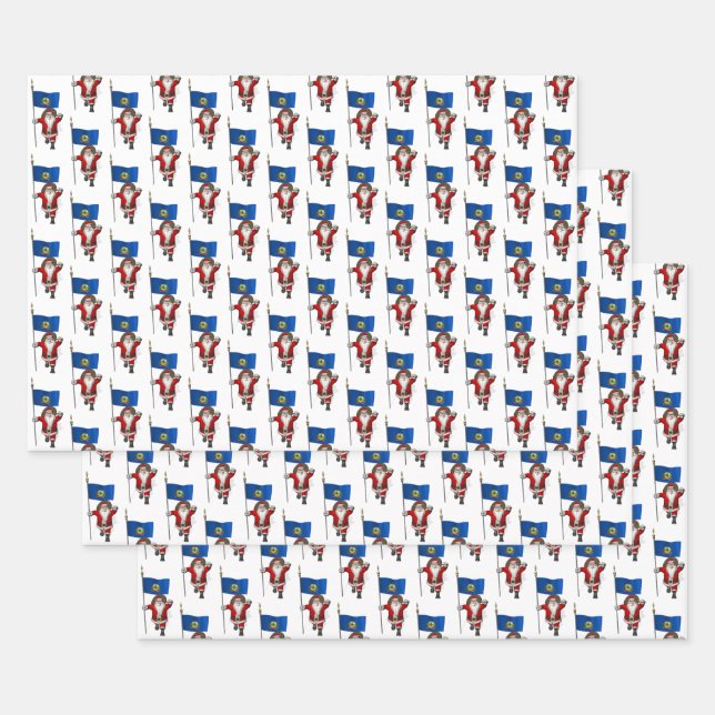 Feuille De Papier Cadeau Sweet Santa Claus visite le Vermont (Lot)