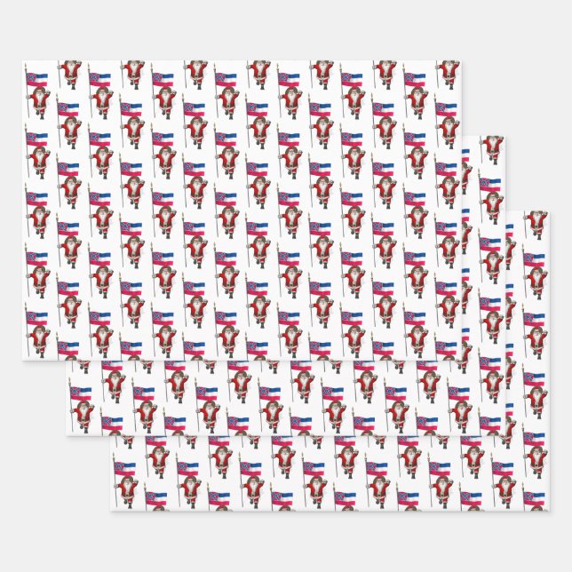 Feuille De Papier Cadeau Sweet Santa Claus visite Mississippi (Lot)