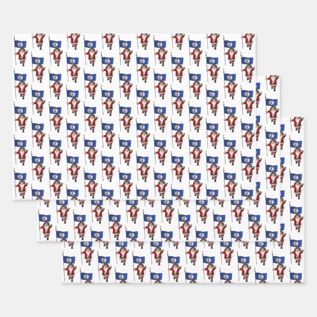 Feuille De Papier Cadeau Sweet Santa Claus visite Virginie (Lot)