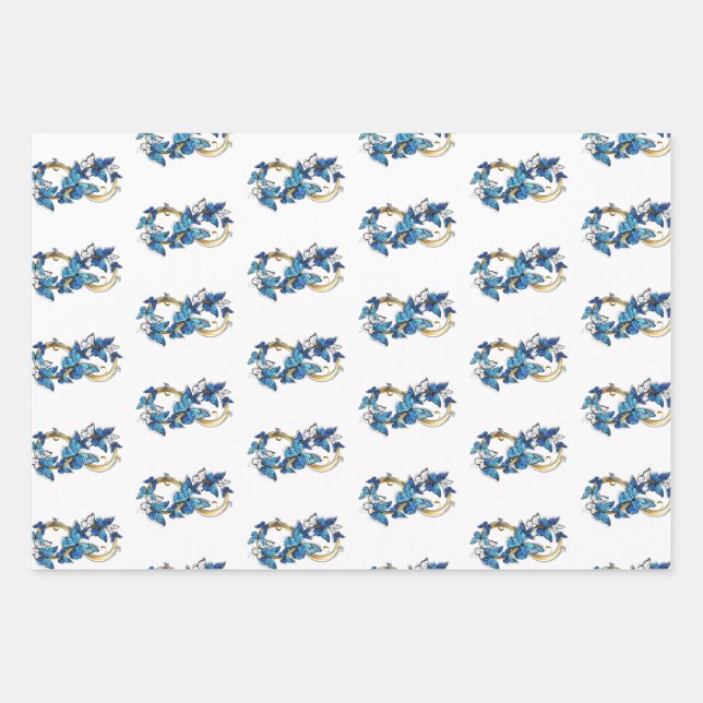 Feuille De Papier Cadeau Symbol Infinity of Blue Morpho Butterflies (Devant)