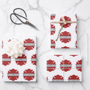 Feuille De Papier Cadeau Symbole logo rouge du pompier personnalisé