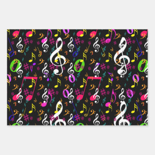 Feuille De Papier Cadeau Symboles musicaux Design Motif