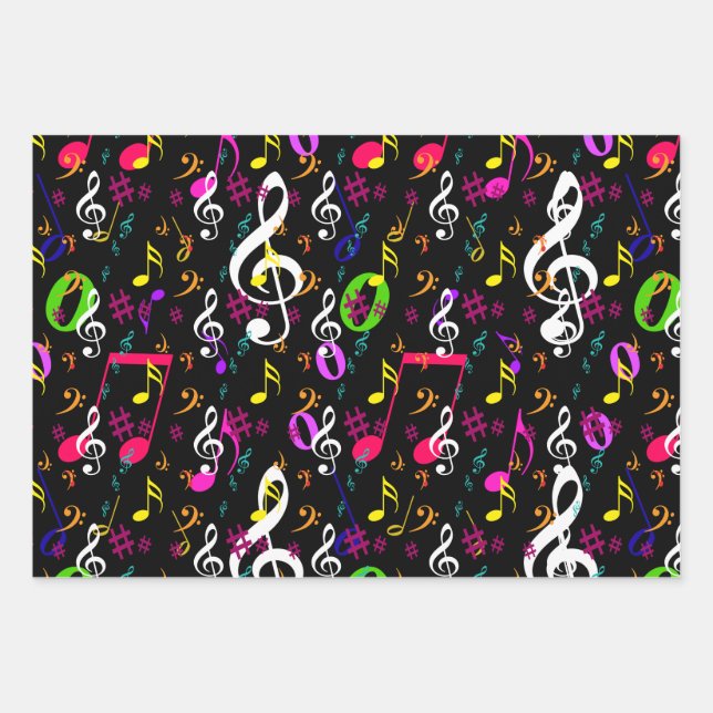 Feuille De Papier Cadeau Symboles musicaux Design Motif (Devant)