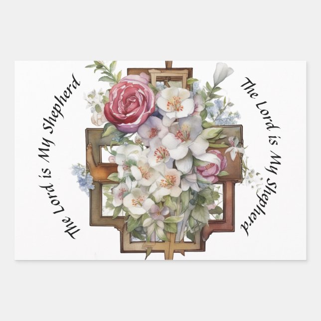 Feuille De Papier Cadeau Symboles religieux et versets pour la Sympathie (Devant)