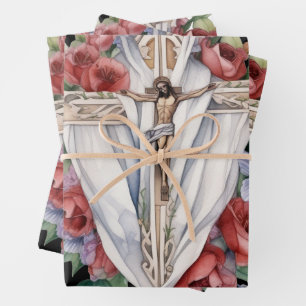 Feuille De Papier Cadeau Symboles religieux et versets pour la Sympathie