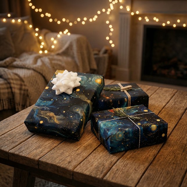 Feuille De Papier Cadeau Symphonie cosmique Formes musicales célestes Conce (Créateur téléchargé)