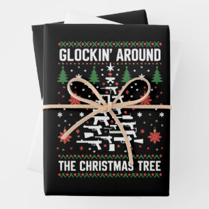 Feuille De Papier Cadeau T-shirts de Noël laids drôles de pistolets pour le
