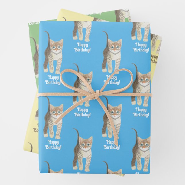 Feuille De Papier Cadeau Tabby Kitten Wrapping Paper Sheets Personalize (En situation)