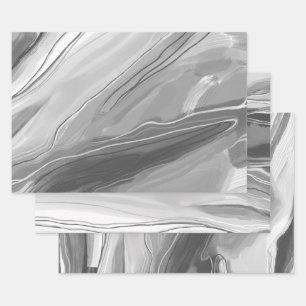 Feuille De Papier Cadeau Tableau abstrait peint à la main en nuances de gri