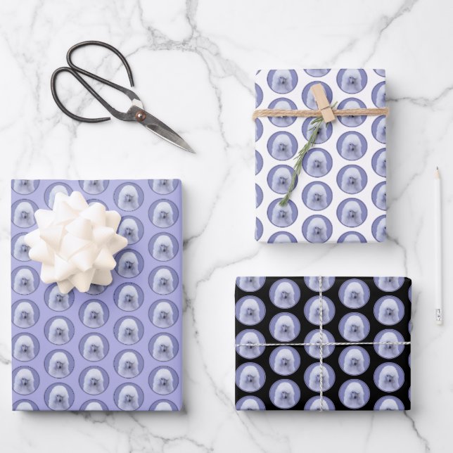 Feuille De Papier Cadeau Tableau blanc standard de caniche - Art original d (Recto)