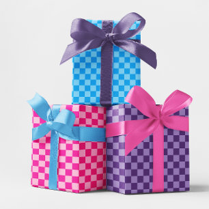 Feuille De Papier Cadeau Tableau de bord bleu rose et violet Multi