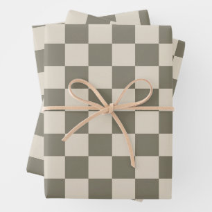 Feuille De Papier Cadeau Tableau de bord gris-saule et os