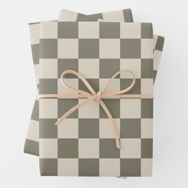 Feuille De Papier Cadeau Tableau de bord gris-saule et os (En situation)