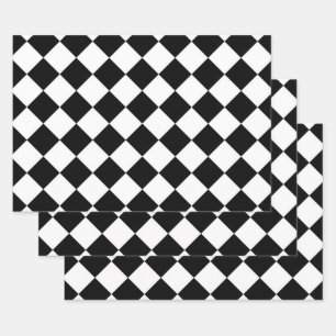 Feuille De Papier Cadeau Tableau de bord noir et blanc À damiers Drapeau