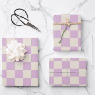 Feuille De Papier Cadeau Tableau de contrôle blanc Lavender et Off