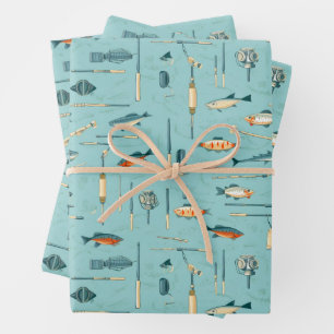 Feuille De Papier Cadeau Tackle de pêche poissons cannes à pêche sports