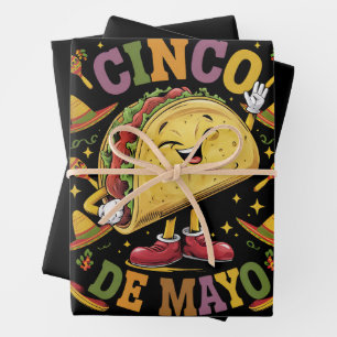 Feuille De Papier Cadeau Taco de Danse Drôle Fête de Cinco De Mayo Party