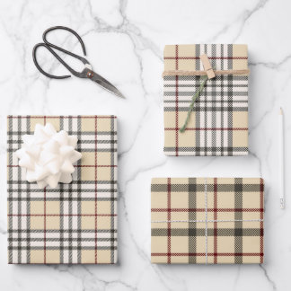 Feuille De Papier Cadeau Tan and White Buffalo Plaid En vichy en série 3