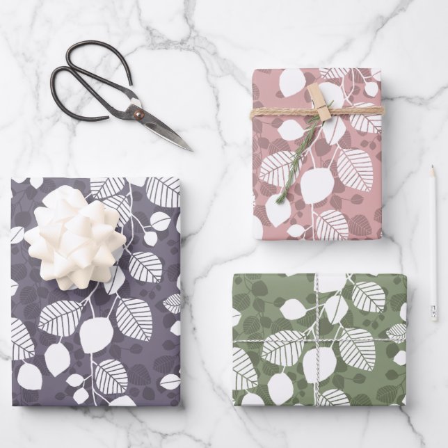 Feuille De Papier Cadeau Tangled Foliage Canopy Modern Botanical Silhouette (Recto)