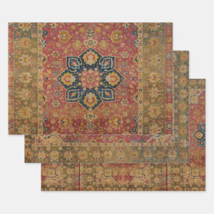Feuille De Papier Cadeau Tapis Rouge Or Kashan Tapis Persan Asiatique