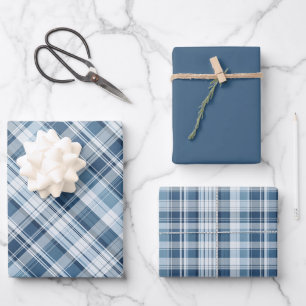 Feuille De Papier Cadeau Tartan à carreaux hivernal assourdi dans des nuanc