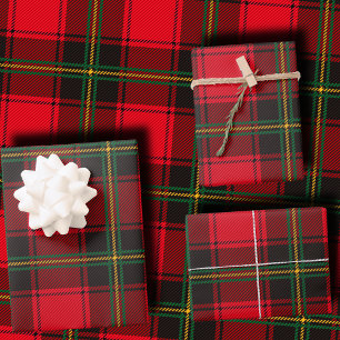 Feuille De Papier Cadeau Tartan à carreaux rouge et vert classique de Noël