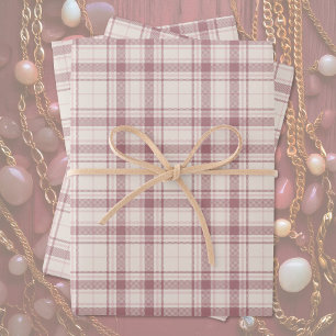 Feuille De Papier Cadeau Tartan - Boho ciment blanc avec lumière à rose fon