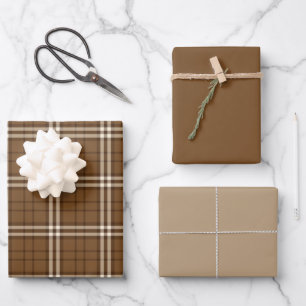 Feuille De Papier Cadeau Tartan Brown