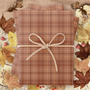 Feuille De Papier Cadeau Tartan - Brown Brûlé Sienne-Terracotta-Lait