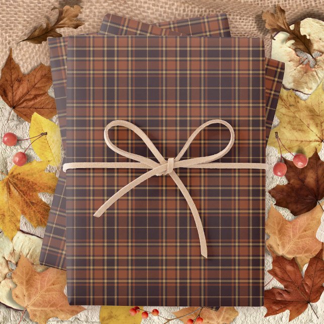Feuille De Papier Cadeau Tartan - Brown - Taupe-Burnt Sienna-Rustic Gold (Tartan - Brown - Taupe-Burnt Sienna-Rustic Gold Wrapping Paper Sheets by Leapfroglisics Shop)