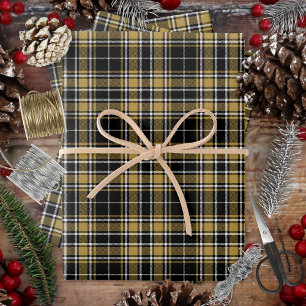 Feuille De Papier Cadeau Tartan - Caramel noirOr OffBlanc