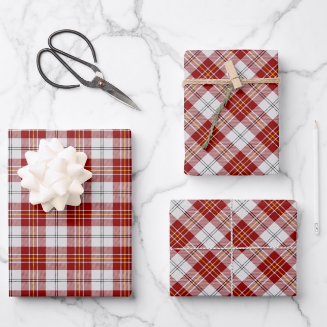 Feuille De Papier Cadeau Tartan Clan MacPherson Robe Rouge (Recto)