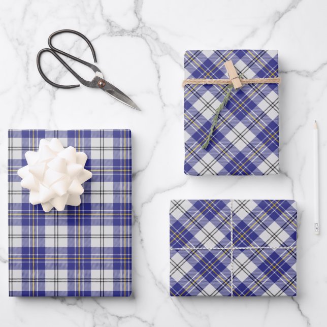 Feuille De Papier Cadeau Tartan de robe bleue du clan MacPherson (Recto)
