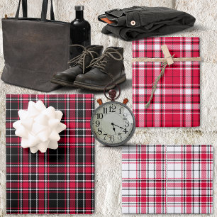 Feuille De Papier Cadeau Tartan - Noir-Rouge-Blanc différent