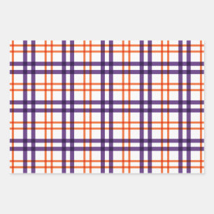 Feuille De Papier Cadeau Tartan pourpre et orange